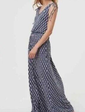 Loft Blue, Red& White Ikat Print Maxi Dress Sz XS